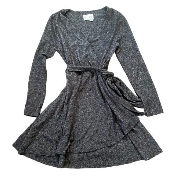 Anthropologie Saturday Sunday charcoal gray super soft wrap tie belt dress small - Picture 4 of 5